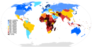 Internet penetration world map from wikimedia